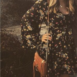 Free People Floral Black Long Sleeve Dress
